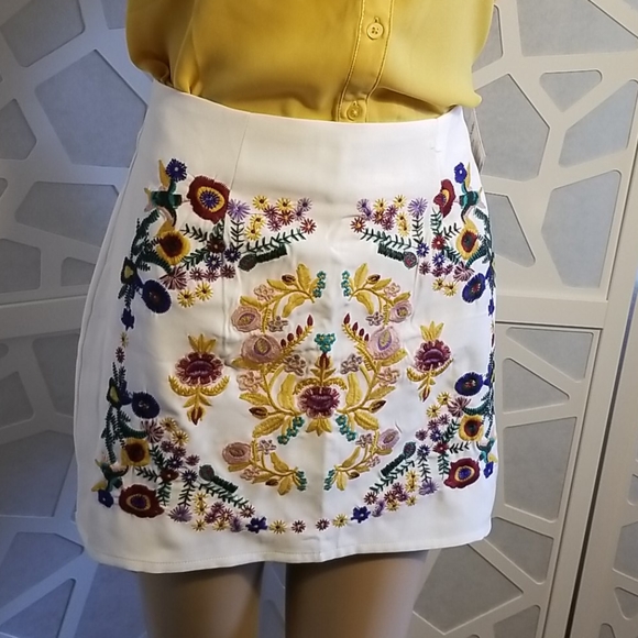 FINAL SALE Beautiful Embroidered Mini Skirt - Picture 3 of 6